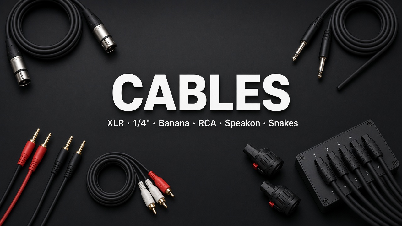 DJ Sound LA Cables — XLR, 1/4 inch, banana, RCA, Speakon, snakes.