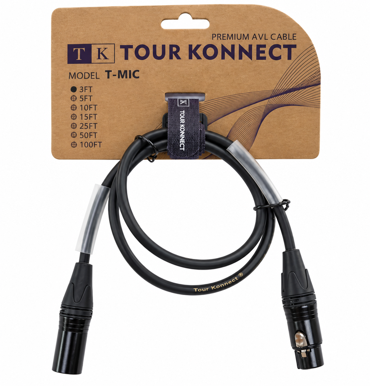 Tour Konnect T-MIC3 3 ft XLR microphone cable packaging
